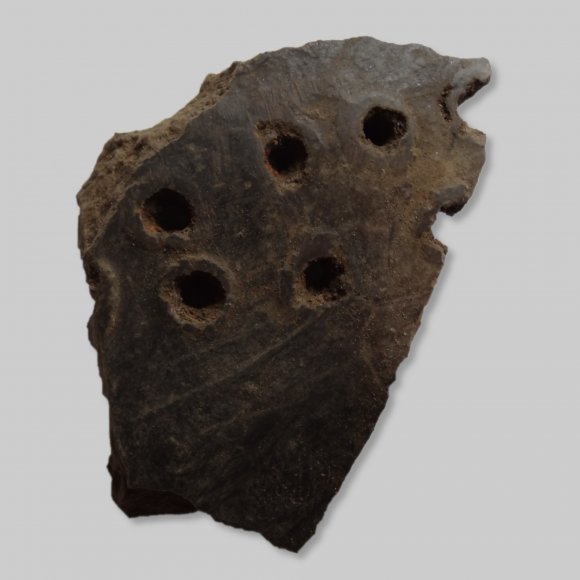 Scherbe Siebgefäß | Foto: Michael Schmahl (© Landesamt für Archäologie Sachsen) Scherbe Siebgefäß - Scherbe eines Siebgefäßes