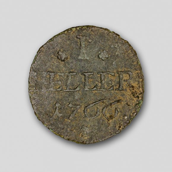 1 Heller 1766 - Ø 16 mm, Münze vom Wert eines halben Pfennigs