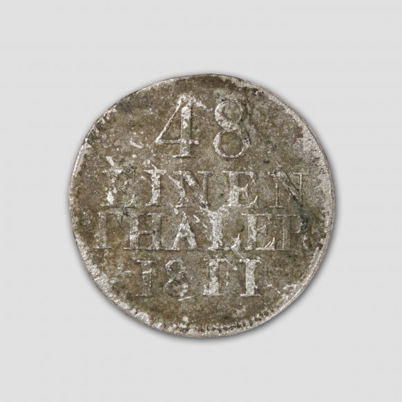 48 Einen Thaler - Sächsische Münze (silber, ⌀ 16mm, Gewicht: 0,9 g)